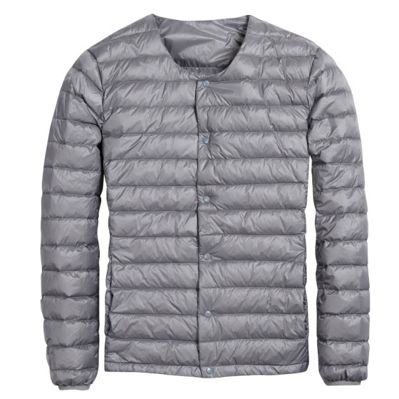 2023 The new thin and thin down jacket men's unades and warm inner biliary size round neck wearing thin V -neck jackets