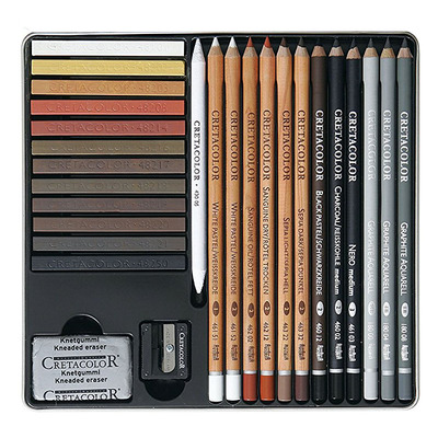 奥地利综合色粉笔艺术风素描铅笔