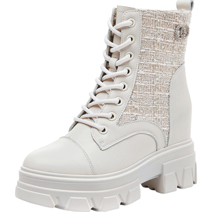 内增高马丁靴子女厚底鞋中筒小香风2025年新款显瘦春秋季单靴短靴