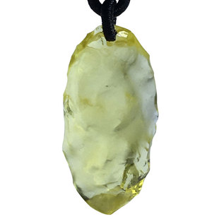利比亚黄玻璃陨石吊坠男女项链锁骨链玻璃陨石碎片项链挂坠饰品