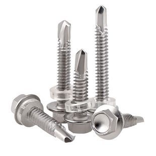 304不锈钢外六角头钻尾410自攻螺丝彩锌自钻彩钢瓦燕尾丝M4.2M6.3