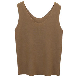 ຊຸດແມ່ຍິງ camisole ຄໍ V-neck ຂະຫນາດນ້ອຍທີ່ມີ 2024 ໄຫມກ້ອນສີຂາວຍອດນິຍົມ knitted sleeveless ເທິງສຸດ