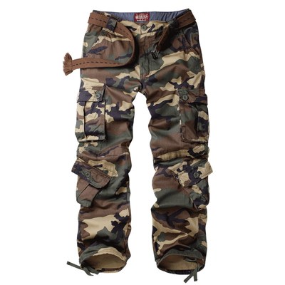 重磅美式迷彩裤多口袋工装裤宽松
