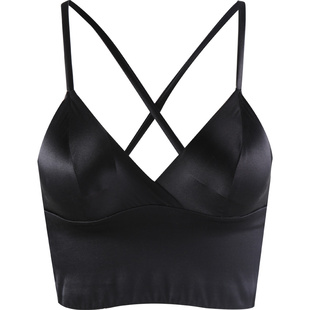 金三塔桑蚕丝绸缎三角杯抹胸式内衣性感美背薄款无钢圈长文胸新品