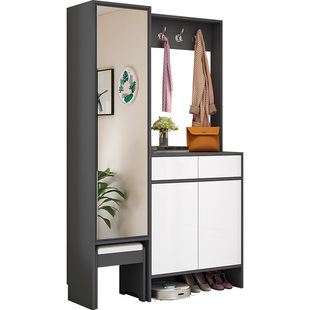 简约入门鞋柜衣帽柜组合玄关柜鞋柜一体靠墙家用可坐式门厅柜9N8