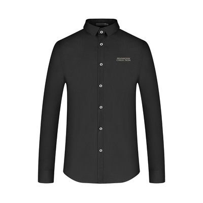 秋冬新款时尚尖领烫金字母衬衣