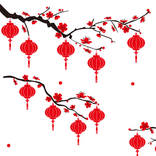 2025蛇年新年装饰春节布置灯笼春节玻璃贴纸橱窗贴画过年窗花贴画