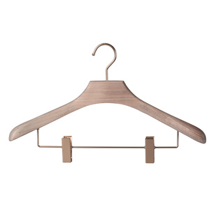香樟木无痕简约金属夹家用宽肩原木色木衣架西装木头衣挂成人裤架