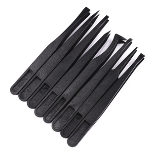 防静电碳纤维合成工具塑料镊子尖头平头弯头圆头宽口扁头夹取元件