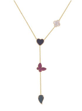 性感不褪色四叶草项链Y字链蝴蝶