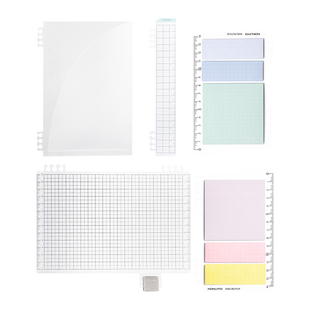 日本KOKUYO国誉Campus活页本配件活页便签带标尺b5学生学习手帐书签尺笔插透明文件套双螺旋本配件a5尺垫板