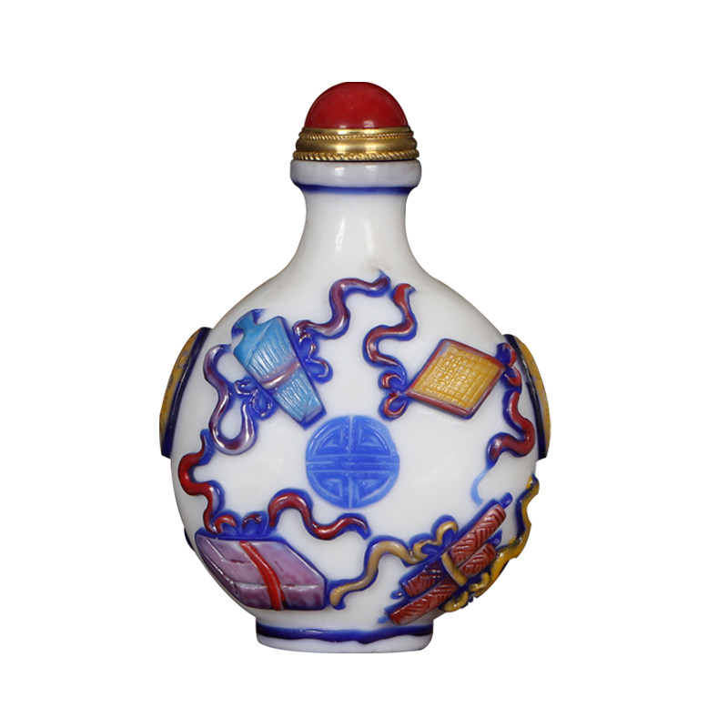 鼻烟壶琉璃套料特色手工艺品送老外收藏创意礼品节日礼物鼻烟瓶