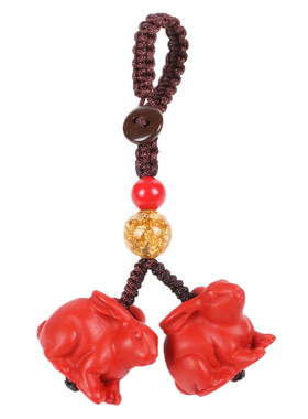 虎年属狗吉祥物双兔钥匙扣挂件