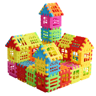 儿童益智房子积木方块积木拼插装幼儿园男孩女孩早教塑料益智玩具