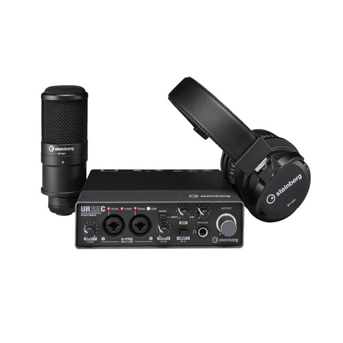 YAMAHA雅马哈UR22C 12B PACK配音唱歌直播录音设备外置声卡套装