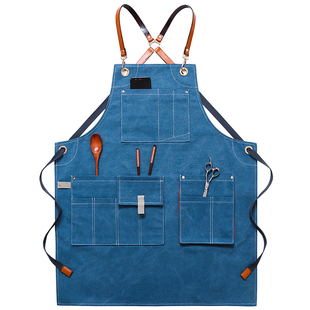 园艺围裙耐磨定制logo花店木工发型师美发美术画画工作服男女围腰