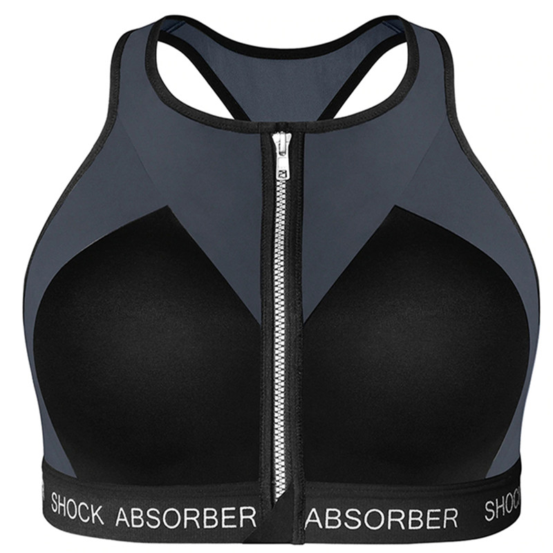 shockabsorber运动内衣女防下垂聚拢前拉链文胸高强度防震跑步bra