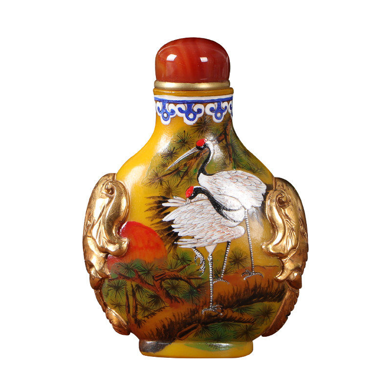 琉璃鼻烟壶镀金特色手工艺品送老外收藏创意礼品送朋友领导礼物