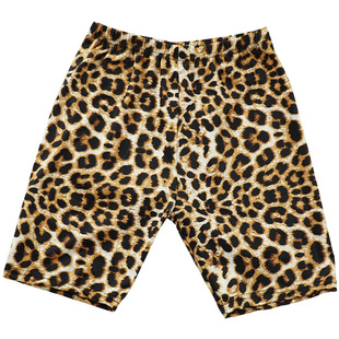 安全裤女防走光可外穿三分四分裤夏豹纹印花打底保险短款加肥弹力