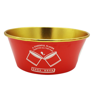 打包盒1000ml圆形一次性餐盒外卖便当盒牛皮纸盒纸质金箔商用纸碗