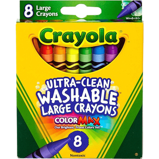 Crayola绘儿乐8色16色可水洗彩色大蜡笔油画棒工具儿童安全无毒水溶性幼儿宝宝涂色笔小学生画画笔腊笔