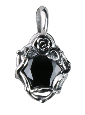 YUKI男女情侣玫瑰荆棘宝石银项链