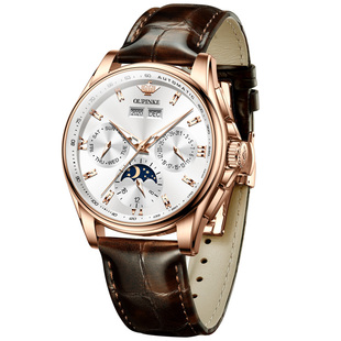 瑞士欧品客名表品牌正品潮流男表手表男士机械表全自动真皮带男款