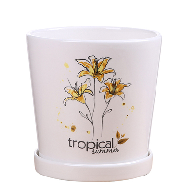 清仓北欧简约风白色高款花盆陶瓷