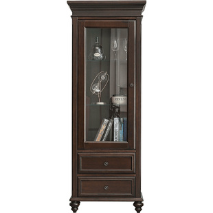 美式乡村全实木酒柜电视柜边柜轻奢欧式客厅储物收纳玻璃装饰窄柜