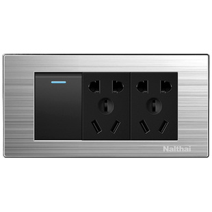 Nalthai118型开关插座配件 不锈钢拉丝纯平面板 点式开关按键