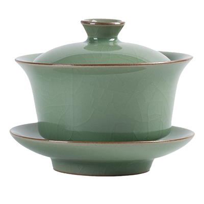 空山新雨功夫茶盖碗三才敬茶杯陶瓷茶具中式仿古手抓分茶器家用