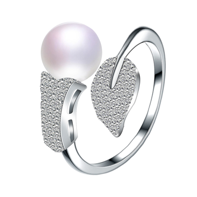 香港开口可调节银质戒圈小珍珠