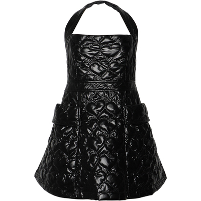 SUPERR连衣裙黑色珠光挂脖短款