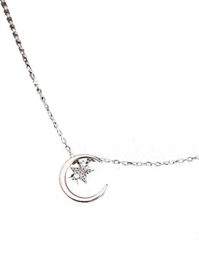925纯银星月项链女潮ins锁骨链