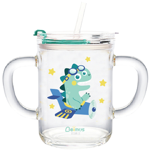 贝姆士儿童牛奶杯家用吸管杯宝宝喝奶粉带刻度专用玻璃杯子可微波