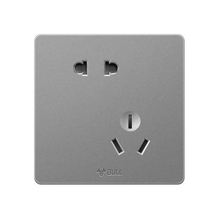 公牛墙壁开关插座面板暗装斜五孔错位插座家用86型5孔插座G12灰