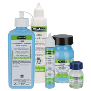 Schmincke史明克留白液水彩颜料留白胶美术专用水彩画媒介剂笔式留白液蓝色硅胶笔猪皮清洁擦留白工具