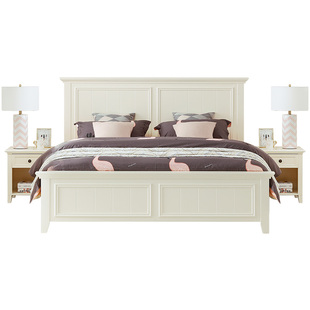 纯美式全实木床奶油白色轻奢简约法式风小户型储物收纳主卧双人床