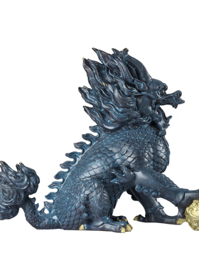 纯铜彩绘獬豸书房门厅摆件工艺品