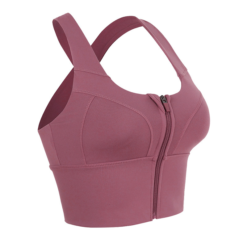 运动内衣女前拉链跑步防震高强度聚拢健身文胸夏季美背瑜伽服背心