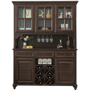 美式全实木酒柜欧式餐边柜轻奢简约玄关餐厅家用展示储物收纳柜