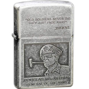 zippo打火机正版徽章麦克阿瑟防风退伍送战友男士纪念定制礼物