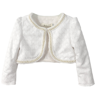 女童短开衫秋冬季加绒披肩小外套配裙子礼服外搭洋气花童主持