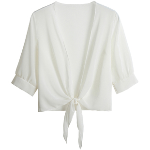 外搭夏配吊带裙的罩衫短款防晒披肩女夏季开衫大码薄款上衣小外套