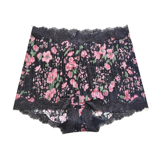 爱比娜夏季中老年无痕内裤女高腰平角裤蕾丝高弹舒适全棉裆底裤女