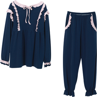 Bananagirl春秋睡衣女长袖纯棉甜美可爱家情侣睡衣男士家居服套装