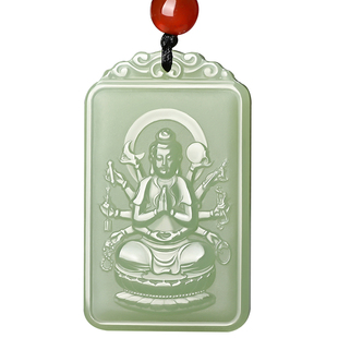 和田玉生肖本命佛吊坠男千手观音玉坠女不动明王玉佩阿弥观音玉牌