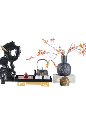 样板间琉璃新中式风客厅茶几托盘