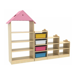 儿童樟子松收纳柜区角柜储物柜幼儿木质书包柜组合整理架鞋柜玩具