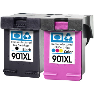 适用惠普HP901墨盒 officejet J4500 J4580 J4680 J4640 J4660 4500打印机连喷901XL黑色彩色易加墨墨盒